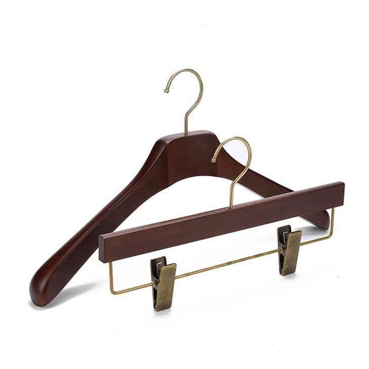 Perchas de madera de capa de traje de ropa de lujo OEM